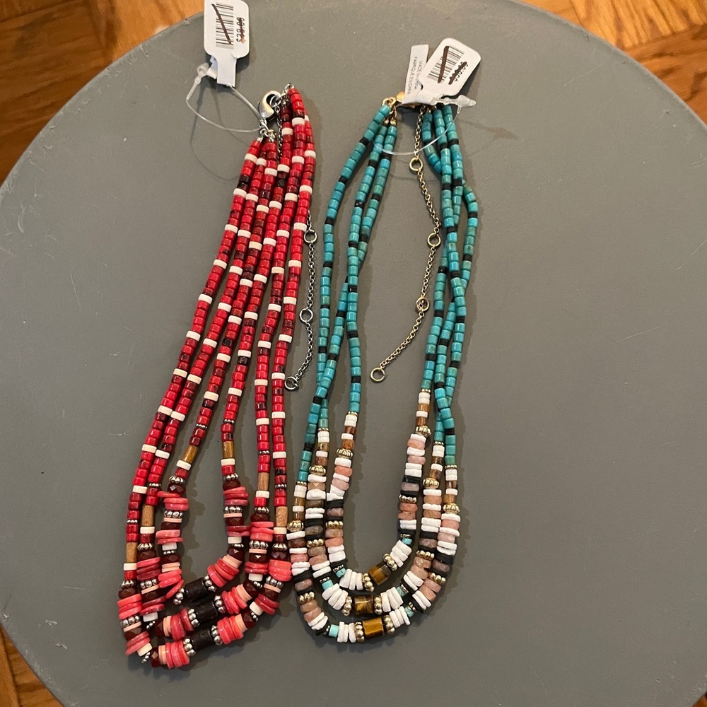 Free People red multi strand beaded layered necklace, NWT - Picture 12 of 12